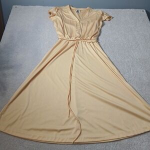 VTG 70s Jody T peach dress side tie cinched waist design classic picnic
